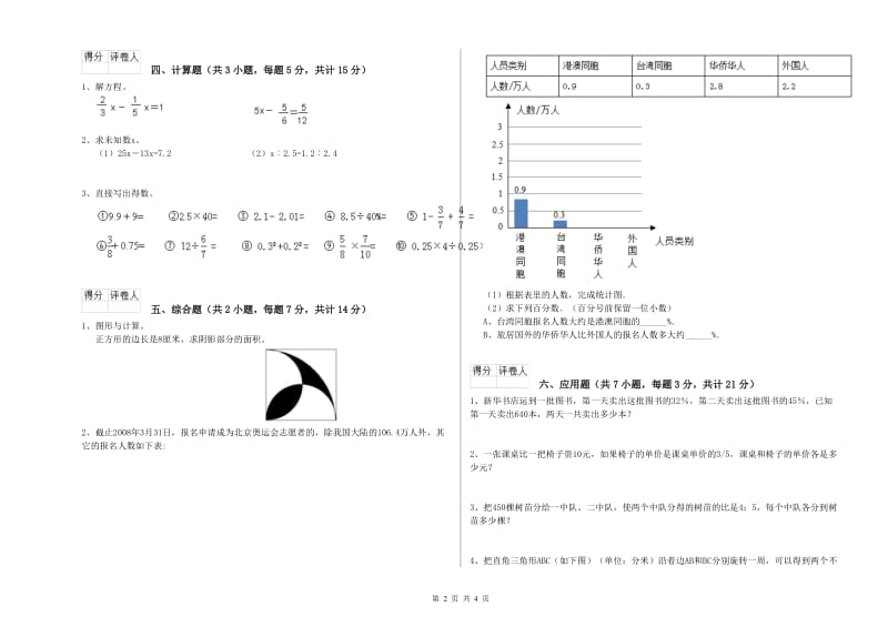 江苏版六年级数学【上册】全真模拟考试试题C卷 附解析.doc_第2页