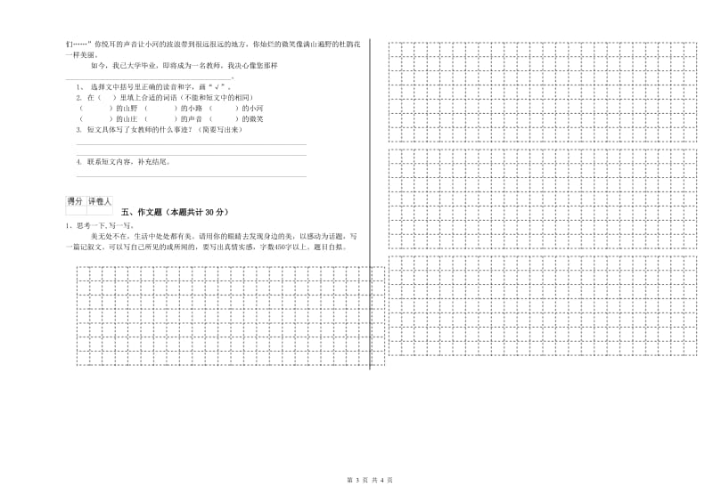 河南省小升初语文模拟考试试题A卷 附答案.doc_第3页