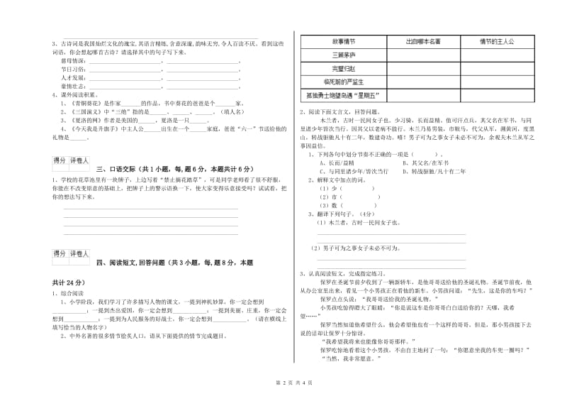 沈阳市实验小学六年级语文【下册】开学检测试题 含答案.doc_第2页