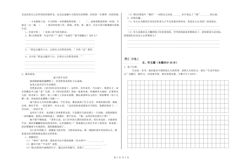 河北省小升初语文综合练习试卷D卷 含答案.doc_第3页