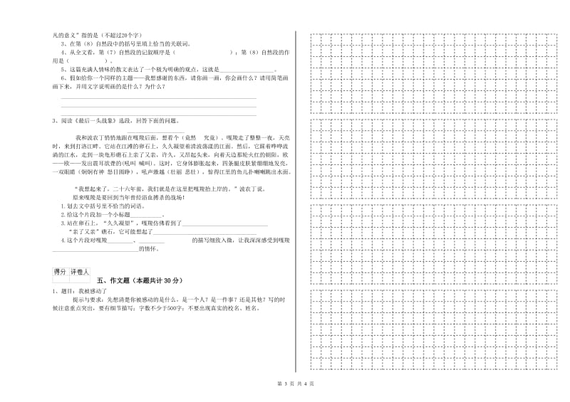 河南省小升初语文强化训练试题D卷 含答案.doc_第3页