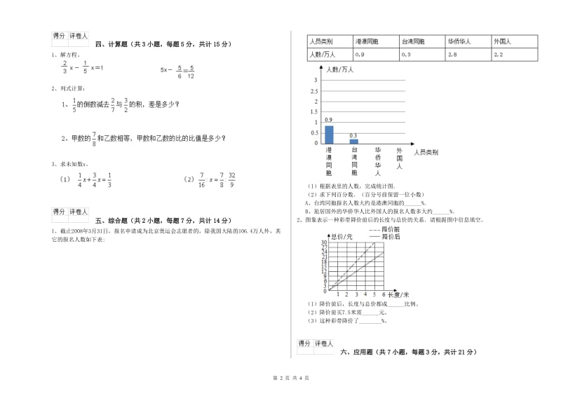 沪教版六年级数学下学期期中考试试题D卷 附解析.doc_第2页