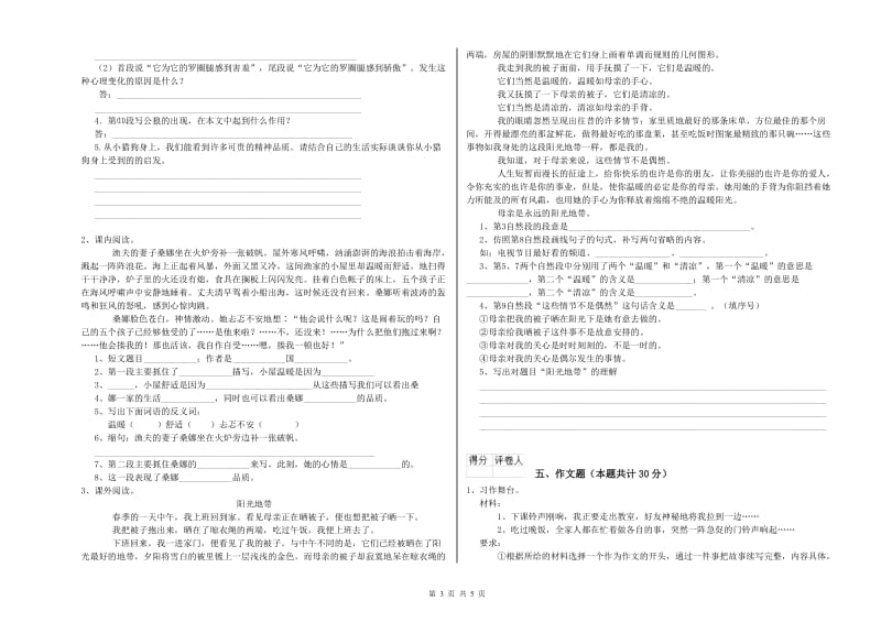 河南省小升初语文提升训练试卷D卷 附答案.doc_第3页