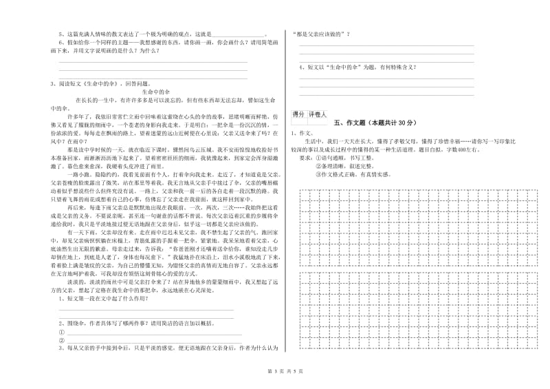 海北藏族自治州重点小学小升初语文综合练习试题 附解析.doc_第3页