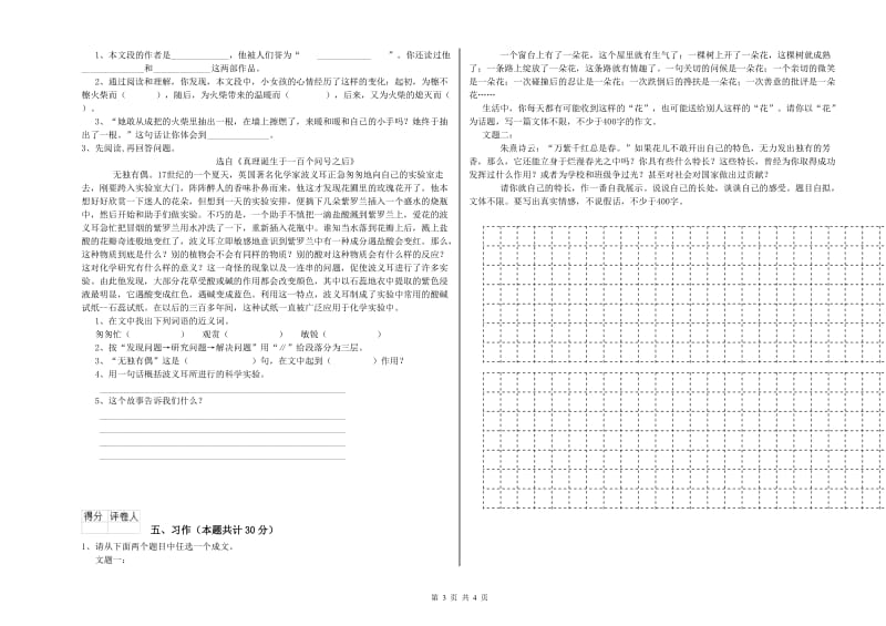 济南市实验小学六年级语文【下册】过关检测试题 含答案.doc_第3页