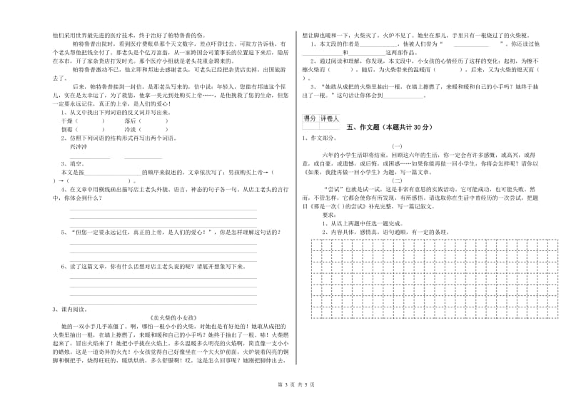 泰州市重点小学小升初语文综合练习试题 附答案.doc_第3页