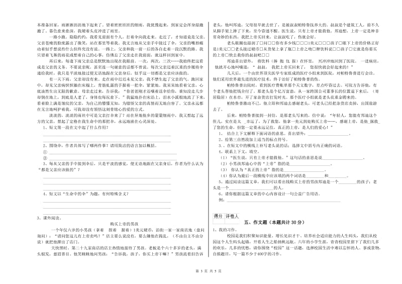 江苏省小升初语文能力提升试卷D卷 含答案.doc_第3页