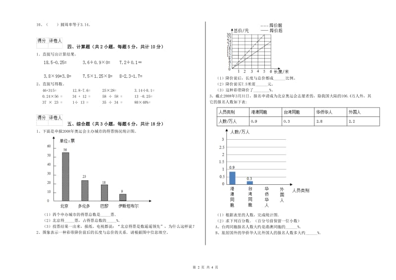 浙江省2019年小升初数学综合练习试卷C卷 含答案.doc_第2页