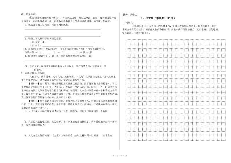 淮南市重点小学小升初语文全真模拟考试试题 附答案.doc_第3页