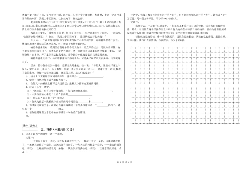 泉州市实验小学六年级语文下学期开学检测试题 含答案.doc_第3页