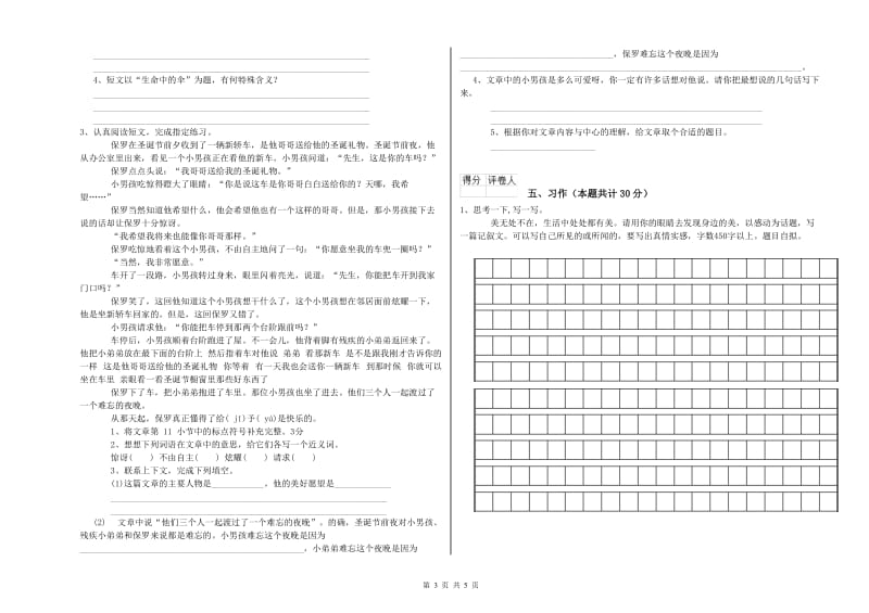 淮南市实验小学六年级语文【下册】能力测试试题 含答案.doc_第3页