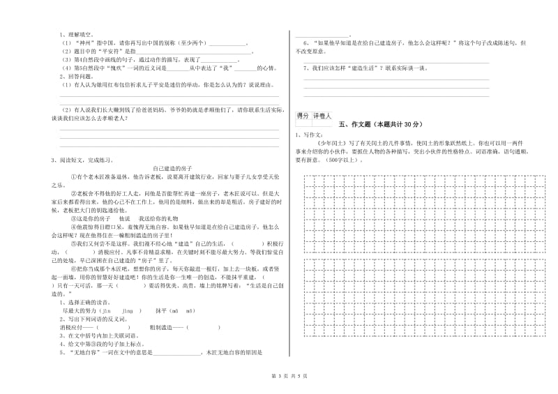 河北省小升初语文综合练习试题C卷 附解析.doc_第3页