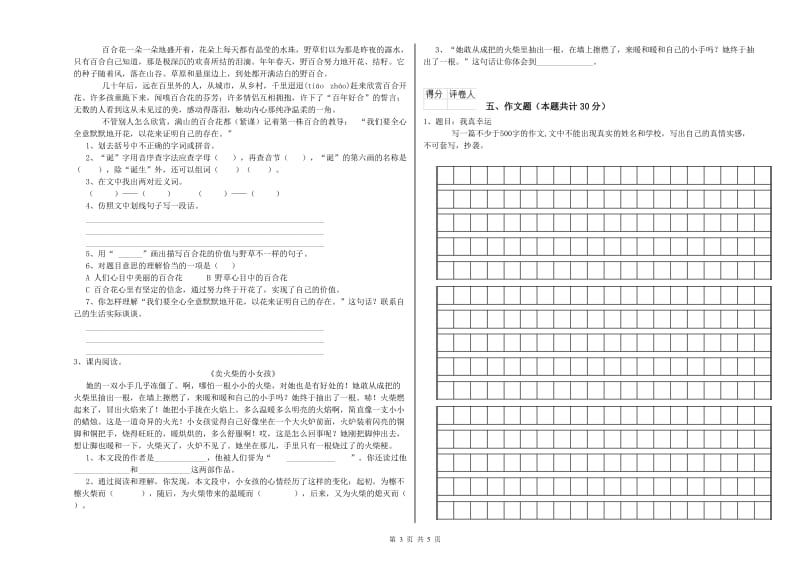 浙江省小升初语文过关检测试题B卷 附答案.doc_第3页