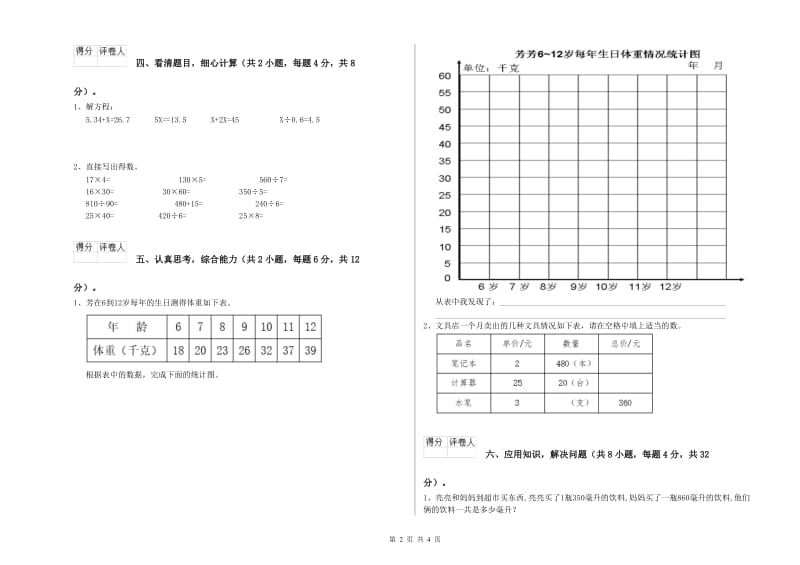 浙教版四年级数学【下册】能力检测试卷D卷 附解析.doc_第2页