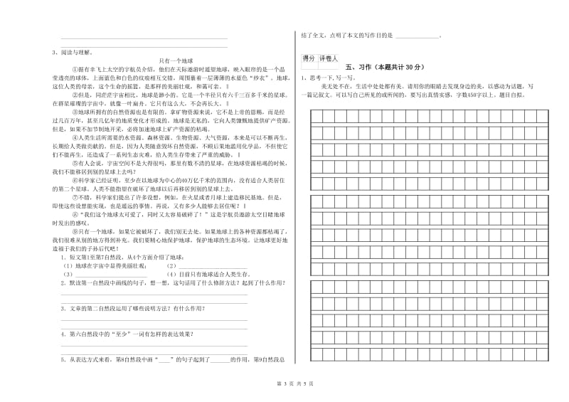 淮南市实验小学六年级语文下学期能力提升试题 含答案.doc_第3页