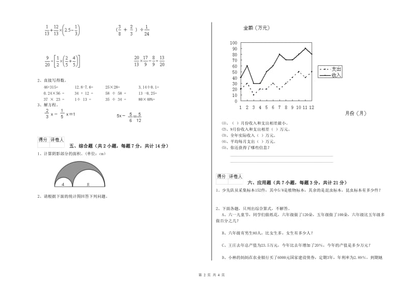 江苏版六年级数学【下册】期中考试试卷B卷 附解析.doc_第2页