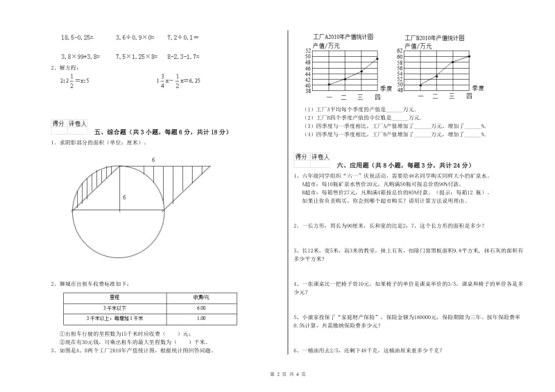 江西省2020年小升初数学综合练习试卷B卷 附答案.doc_第2页