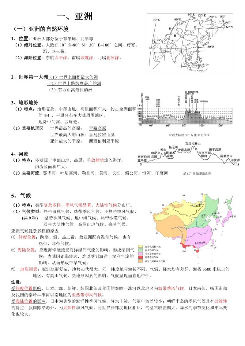 亚洲和东亚区域地理知识总结精华.doc_第1页