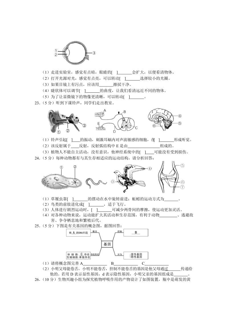 2017年岳阳市初中生物学业水平考试试卷.doc_第3页