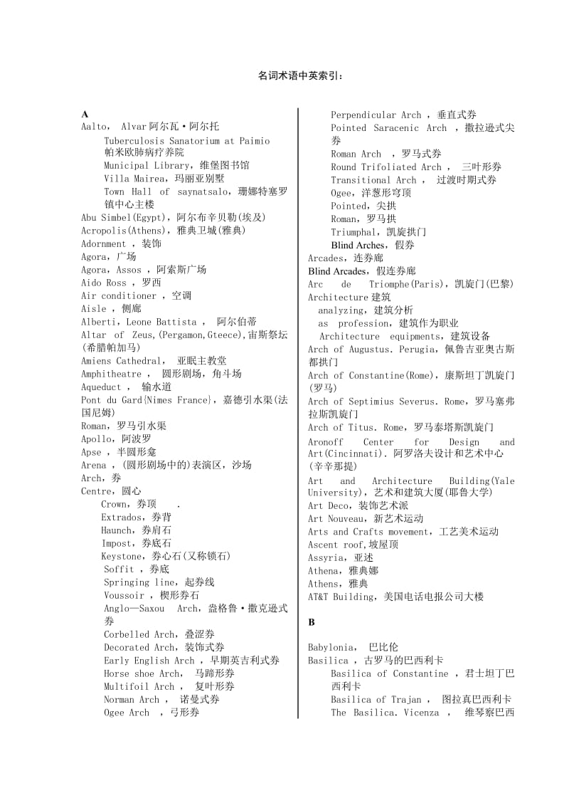 建筑历史名词术语中英索引.doc_第1页