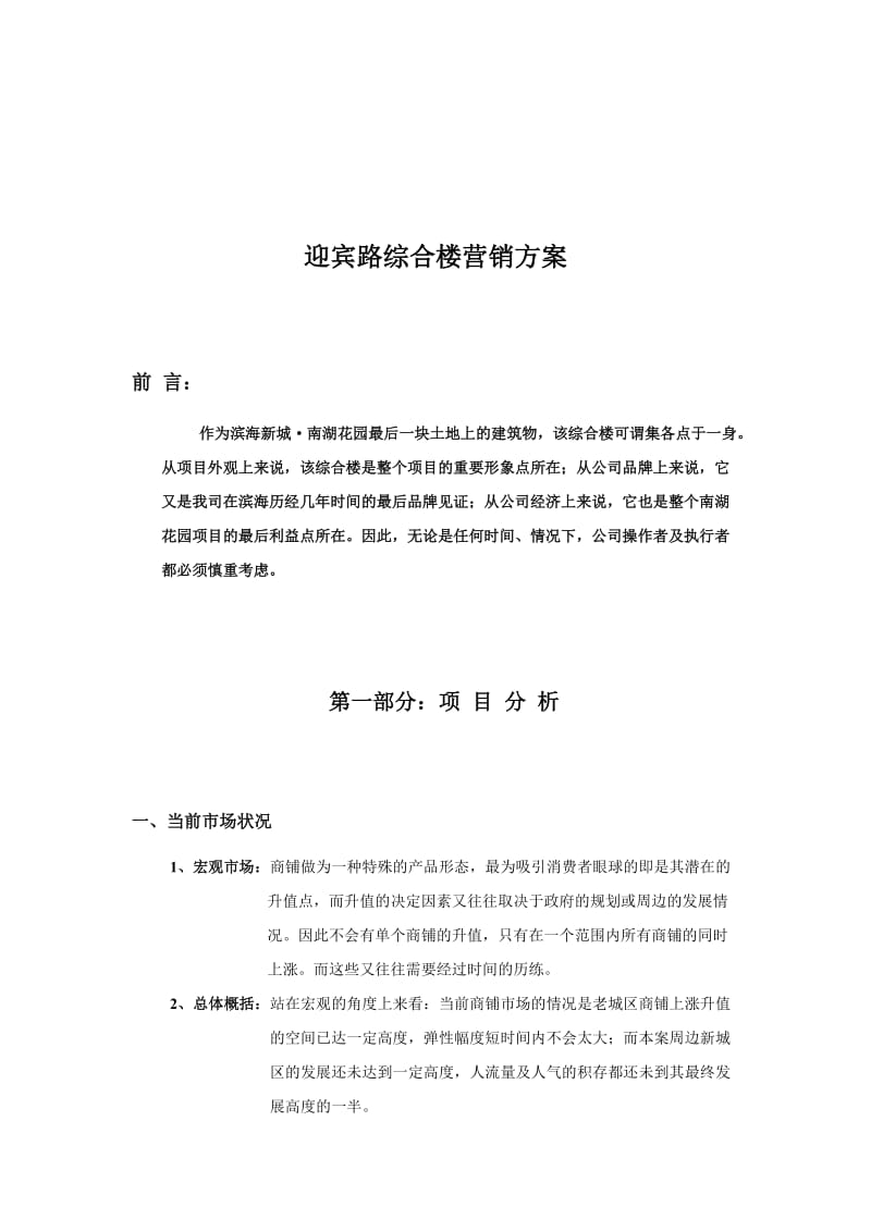 滨海项目综合楼销售方案.doc_第1页