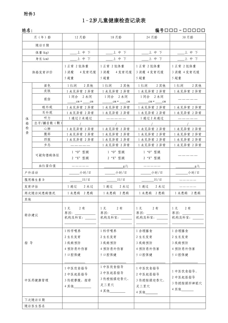 0-6岁儿童健康检查记录表(全套).doc_第3页