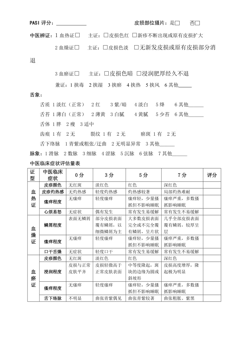 银屑病病情严重程度量化表.doc_第2页