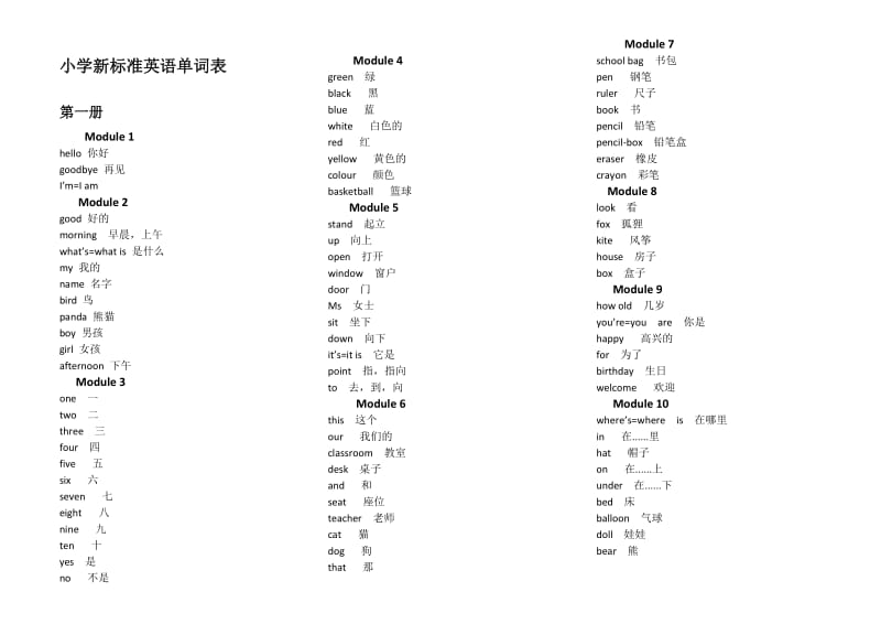 小学英语(外研社一起点)单词汇总表.doc_第1页