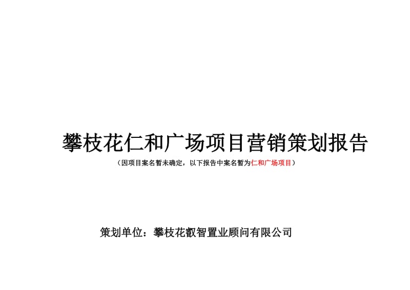 攀枝花仁和项目营销策划报告.doc_第1页