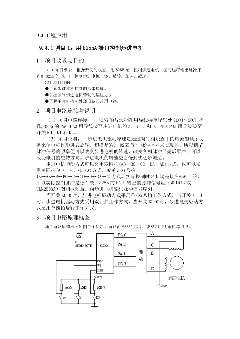 端口控制步进电机控制框图和程序.doc_第1页