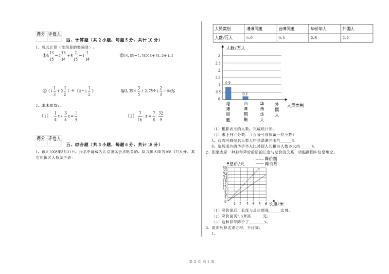 河南省2019年小升初数学自我检测试卷 附答案_第2页