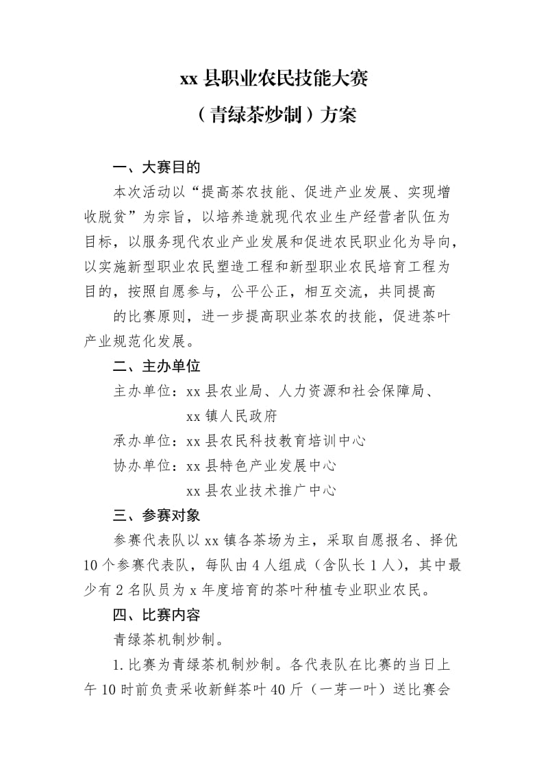 职业农民-青绿茶炒制比赛策划书方案.doc_第1页