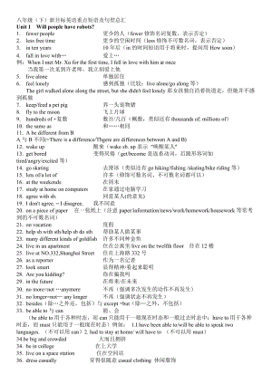 人教版八下英語重點短語及句型總匯.doc