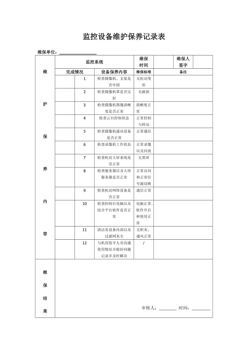 监控维保记录表.doc_第1页