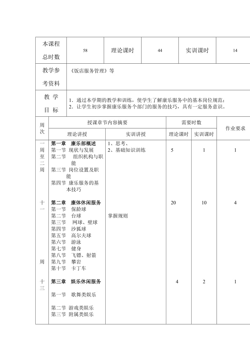 康乐服务和管理教学计划.doc_第2页