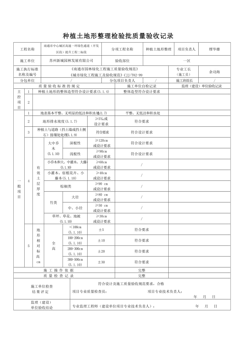 种植土地形整理检验批质量验收记录.doc_第2页