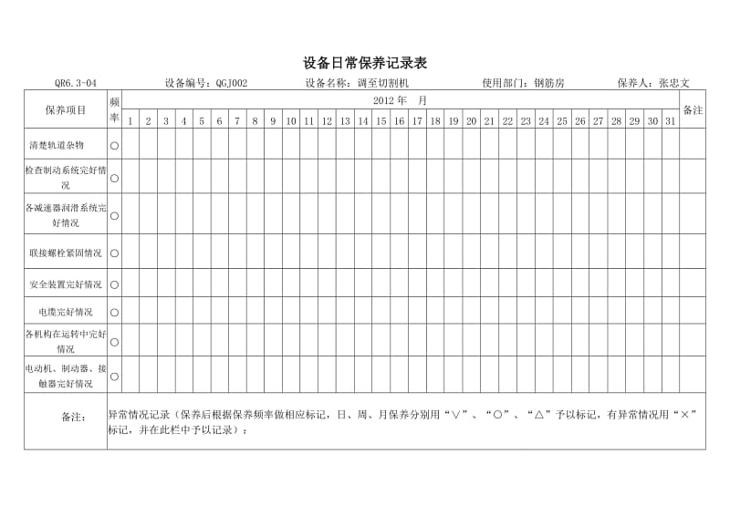 机械设备维修保养记录表.doc_第2页