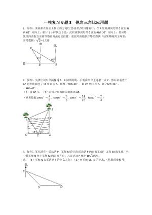 一模復(fù)習(xí)專題3銳角三角比應(yīng)用題.doc