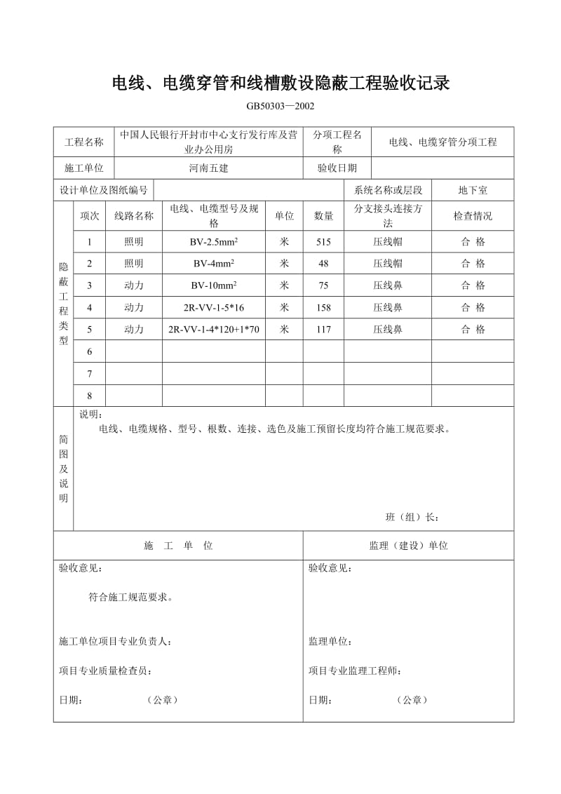 电线、电缆穿管和线槽敷设隐蔽工地进程验收记录.doc_第1页