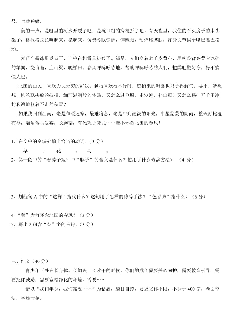 小升初语文全真模拟试卷(附答案).doc_第3页