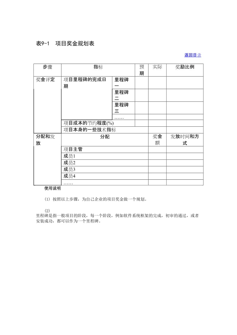 表9-1项目奖金规划表.doc_第1页