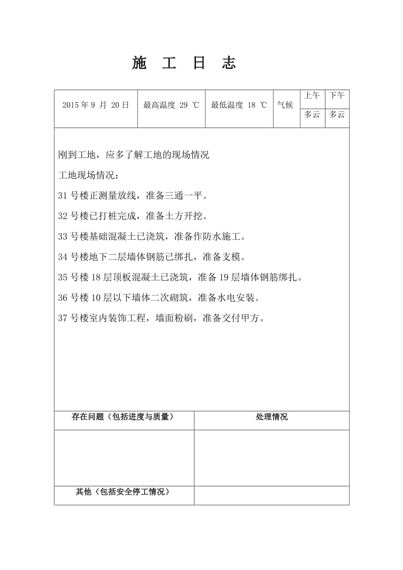 建筑工程施工日志.doc_第1页