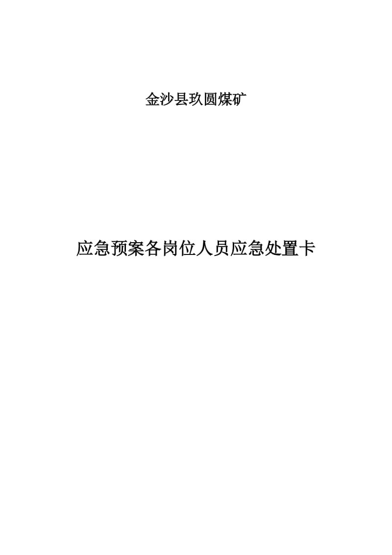 玖圆煤矿应急预案各岗位人员应急处置卡.docx_第1页