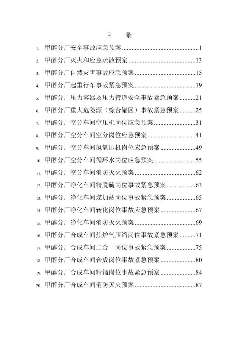 甲醇分厂应急预案汇编.doc_第1页