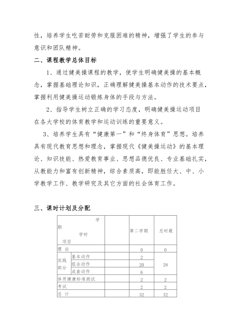 体育教育专业《健美操》教学大纲.doc_第2页