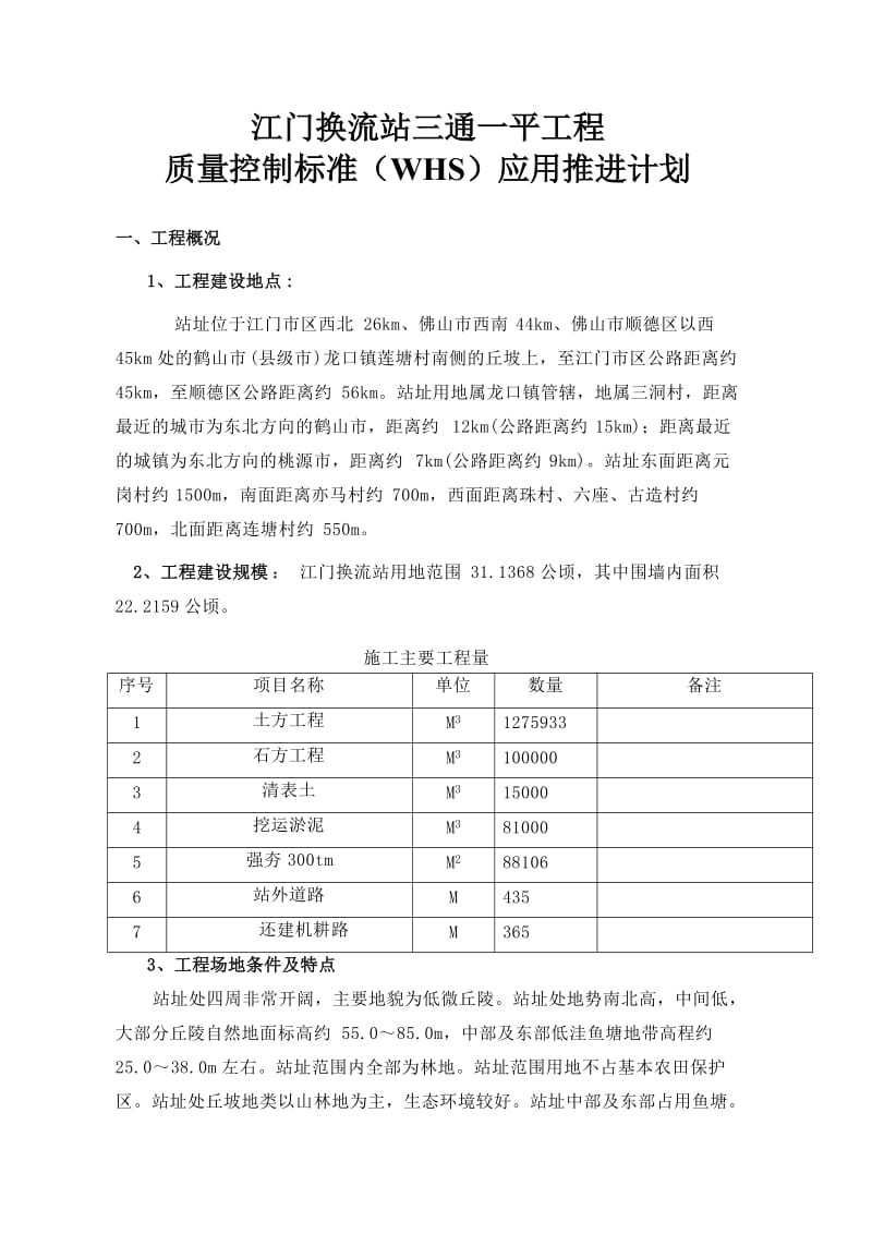 江门换流站三通一平工程质量控制标准WHS应用推进计划(监理).doc_第1页