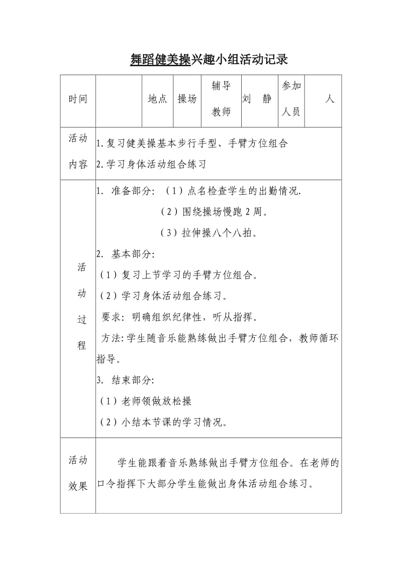 舞蹈健美操兴趣小组活动记录.doc_第2页