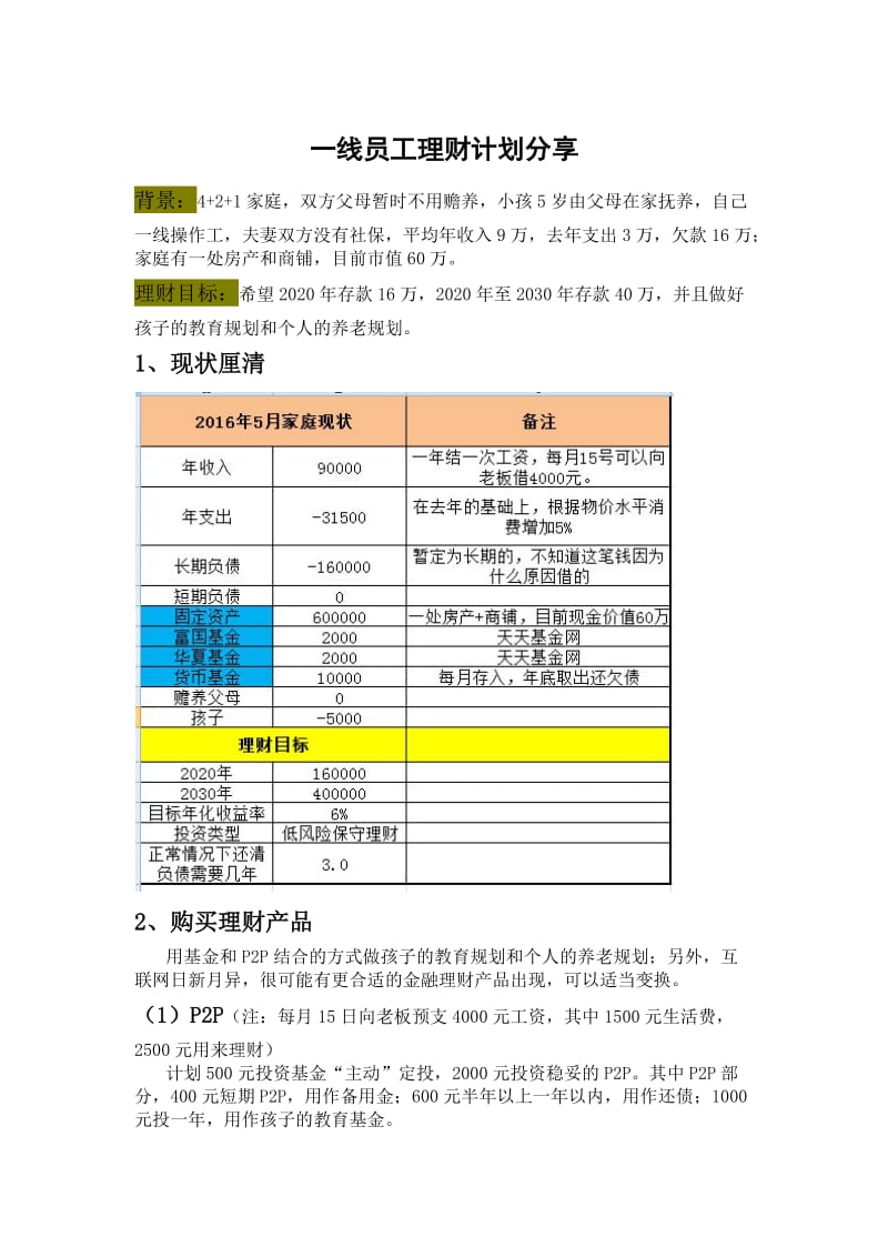 一线员工理财计划-蛙蛙在线提供.docx_第1页