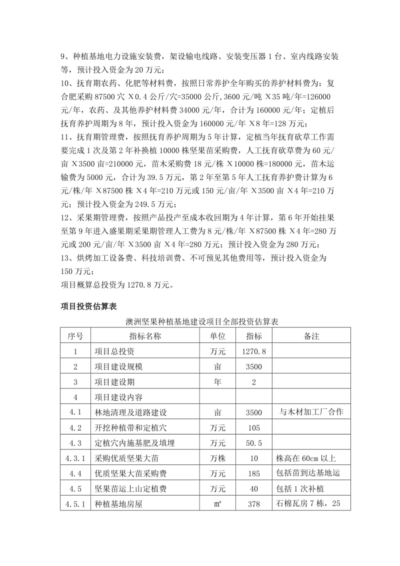 坚果种植项目投资估算.doc_第2页