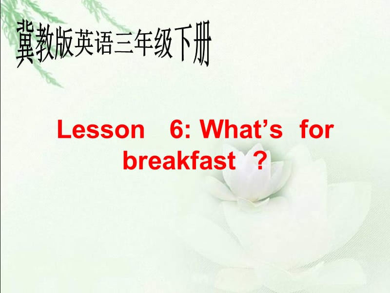 冀教版英語三下《Unit1 Lesson6 What’s for breakfast》PPT課件1.ppt_第1頁